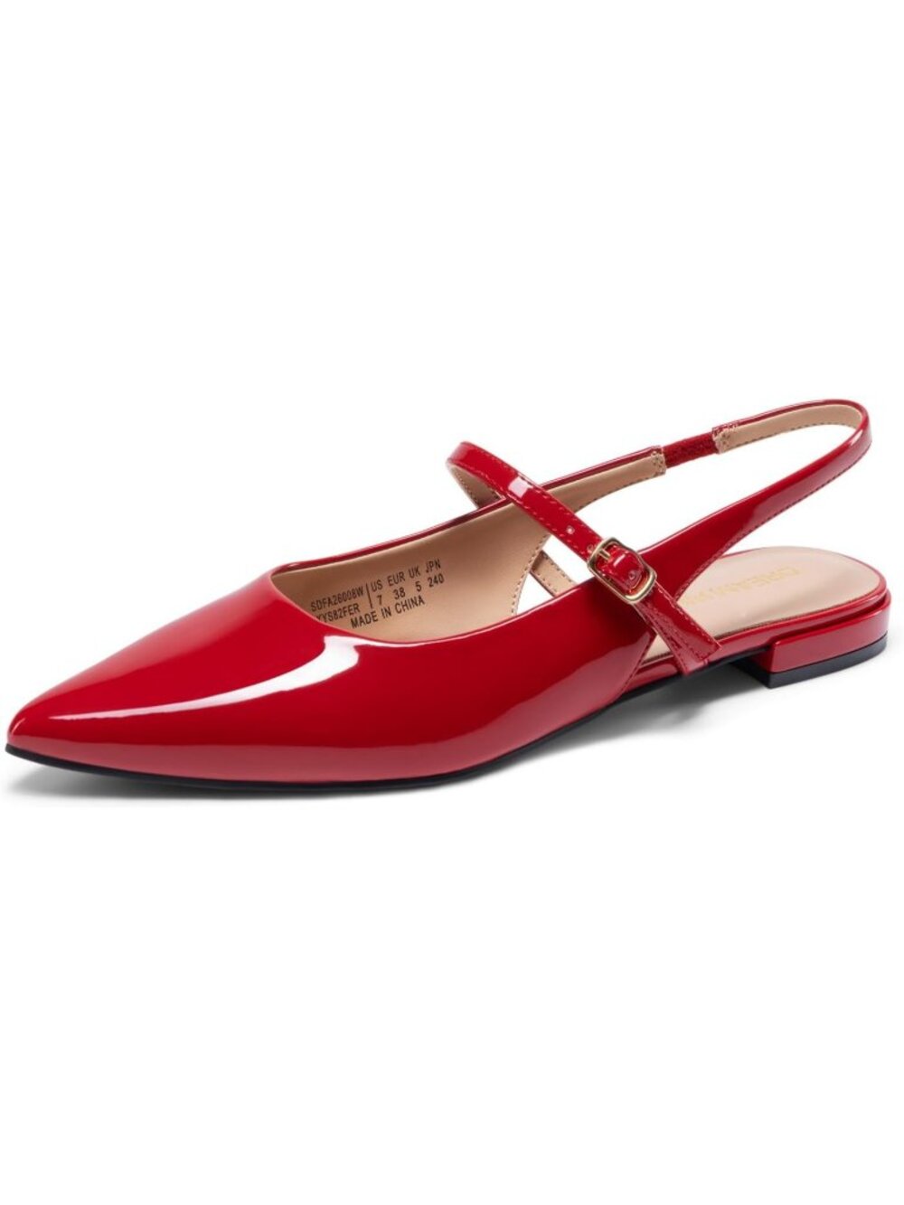 Dream Pairs Women's Red Pointed Toe Slingback Dressy Mary Jane Ballet Flats